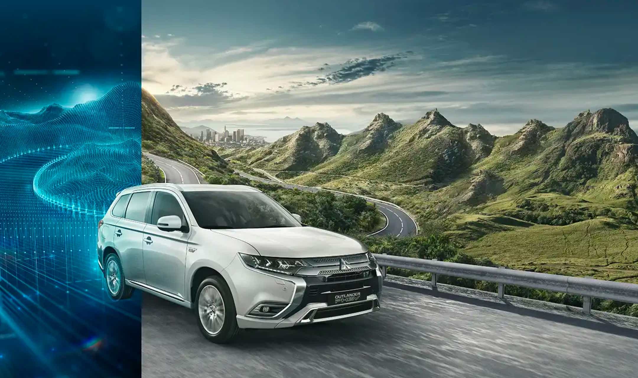 Outlander phev fahrend landstraße