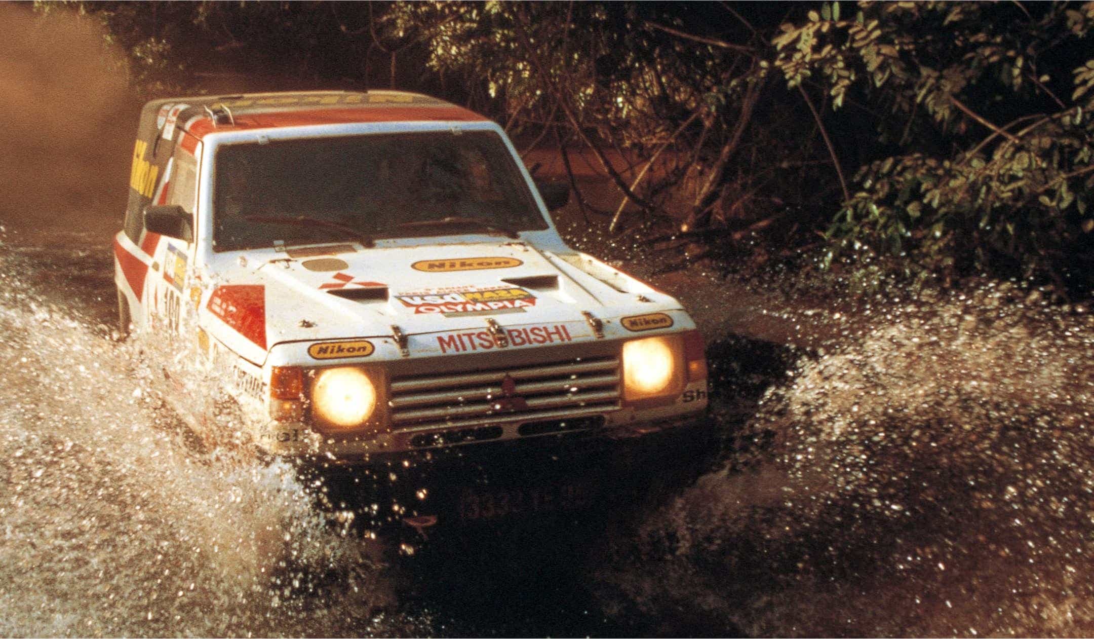 Pajero driving through water